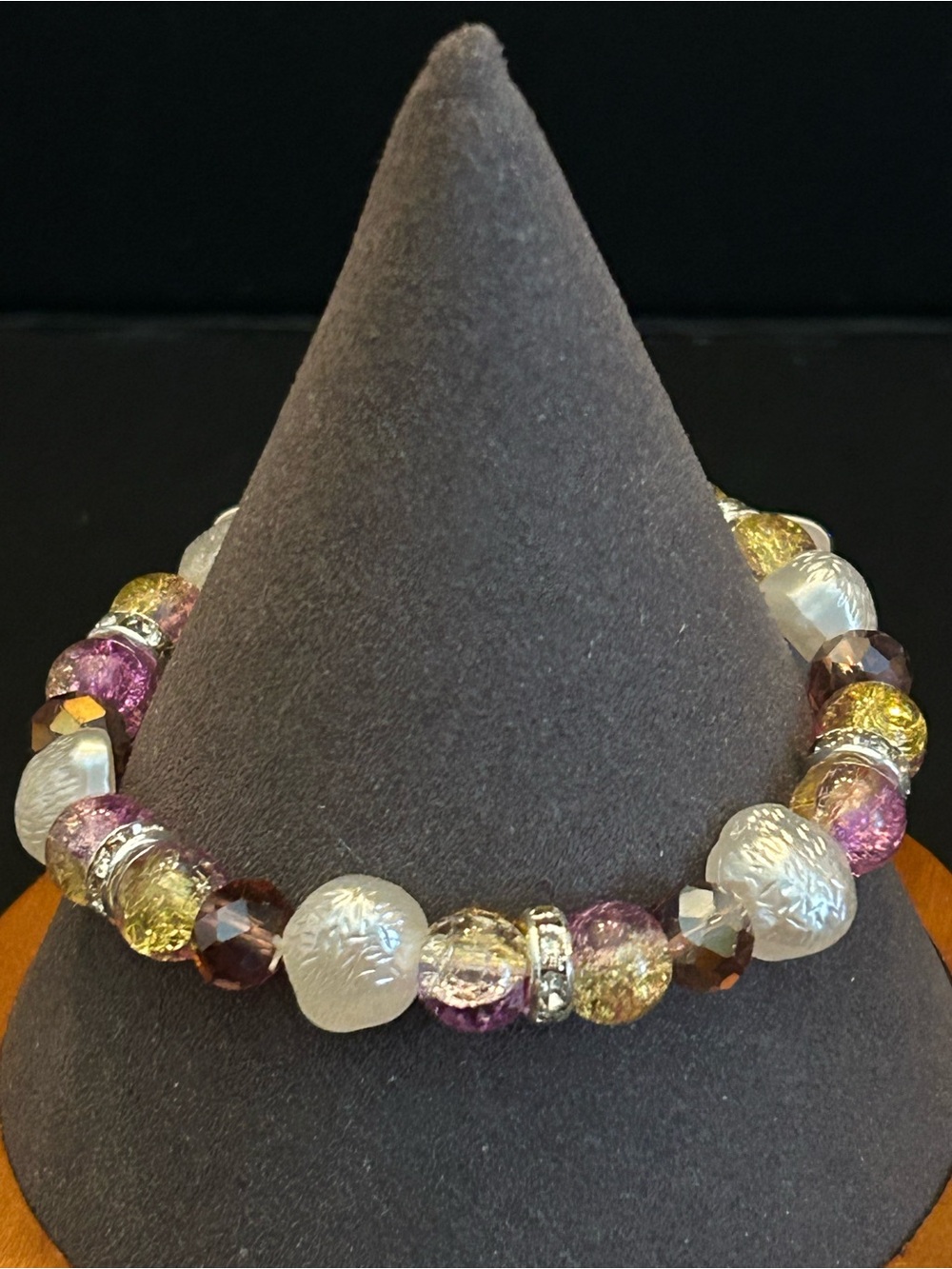 BUY 1 GET 1 FREE Ellas Purple, Yellow and White Sparkle Beaded Stretch Bracelet
